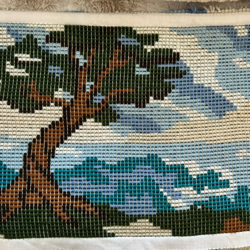 Hook Rug Handmade Scenery with Tree Design- Vintage Boho 27x18